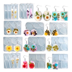 11pcs Epoxy resin Art DIY Handmade Earrings Pendant Necklace Dried Flower Epoxy Geometric Mold Collection Molding  casting