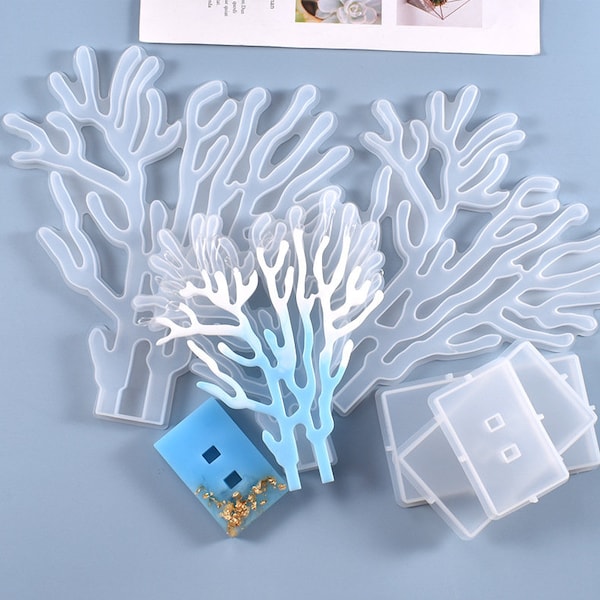 Résine époxy art DIY Antlers branches Coral Reef Molds Seaweed Silicone Molds Stand bijoux Display Holder pour elle elle Makeing Crafts