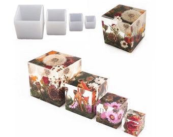 Epoxy resin diy molds crystal rose flower specimen dried flower ornament mirror cube silicone mold