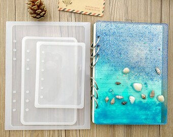 2 Sets of Note Book Cover Resin Mold, Tomorotec Clear Casting Epoxy Resin Molds Book Cover A6, A5,A7 with Book Rings and 2 PCS Bookmarks