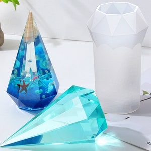 DIY Cone mold Hexagonal Diamond Silicone Mold, Pentagonal Mold, Super Flexible, Super Transparent Clear, resin art, Cement, Candle
