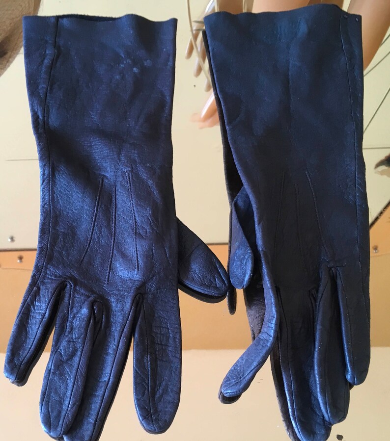 Vintage Prova dark brown ladies Kid leather gloves burlesque