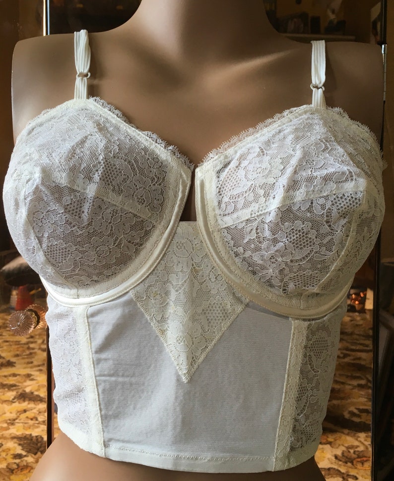 Vintage 50s boned white lace bra by Peter Pan burlesque | Etsy