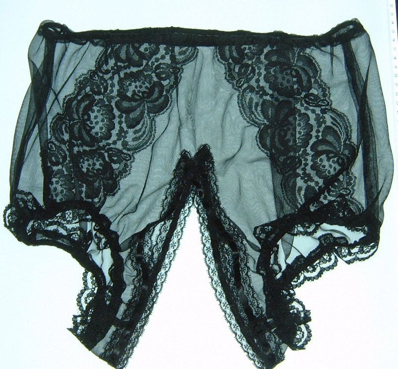 Sheer nylon lace crotchless panties sissy burlesque | Etsy
