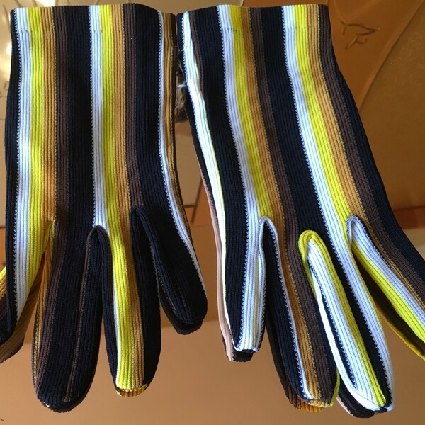 Vintage 60’s mod striped nylon gloves Morley