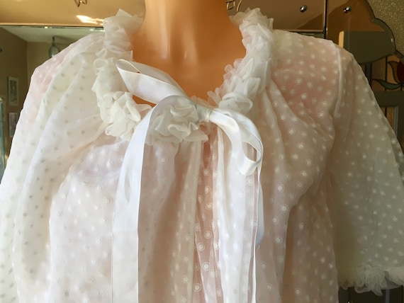 Vintage sheer white Bridal Peignoir set Foster R