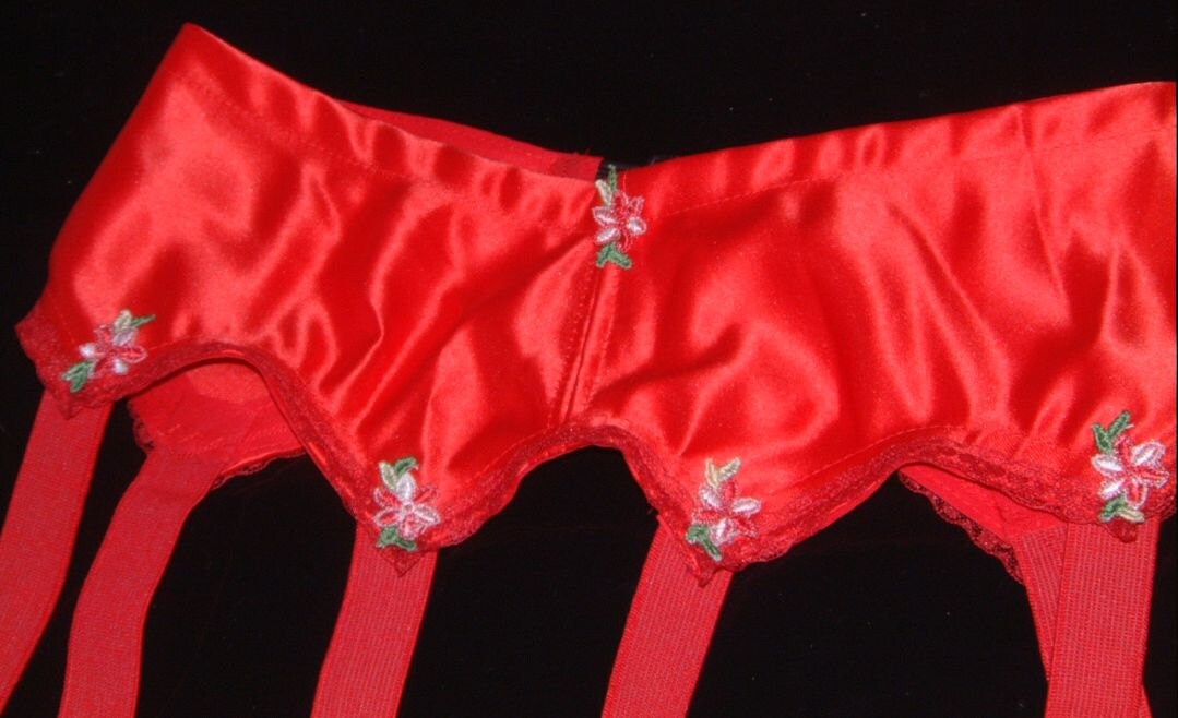 Satin garter belt suspender belt 6 sheer metal grips burlesque Etsy