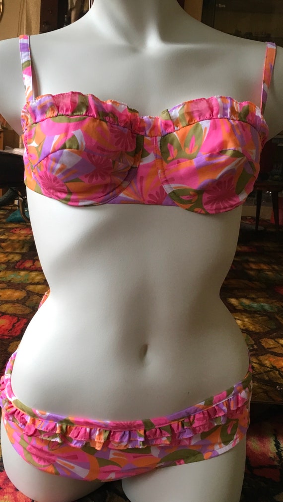 Vintage mod bikini set psychedelic St Michael reen