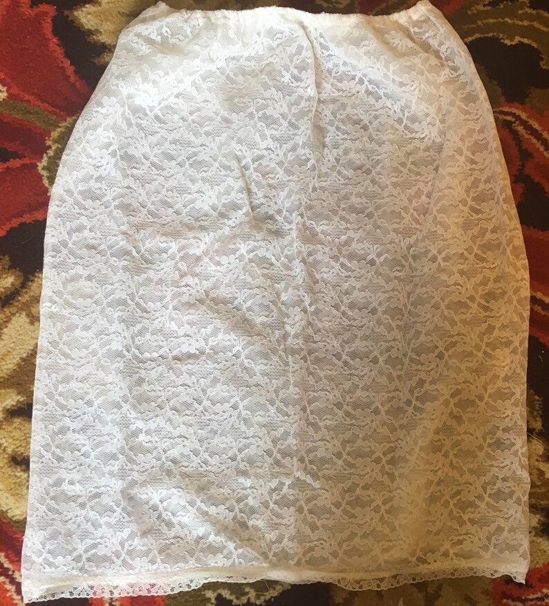 Vintage 60/'s ivory nylon lace half slip by Prova burlesque sissy