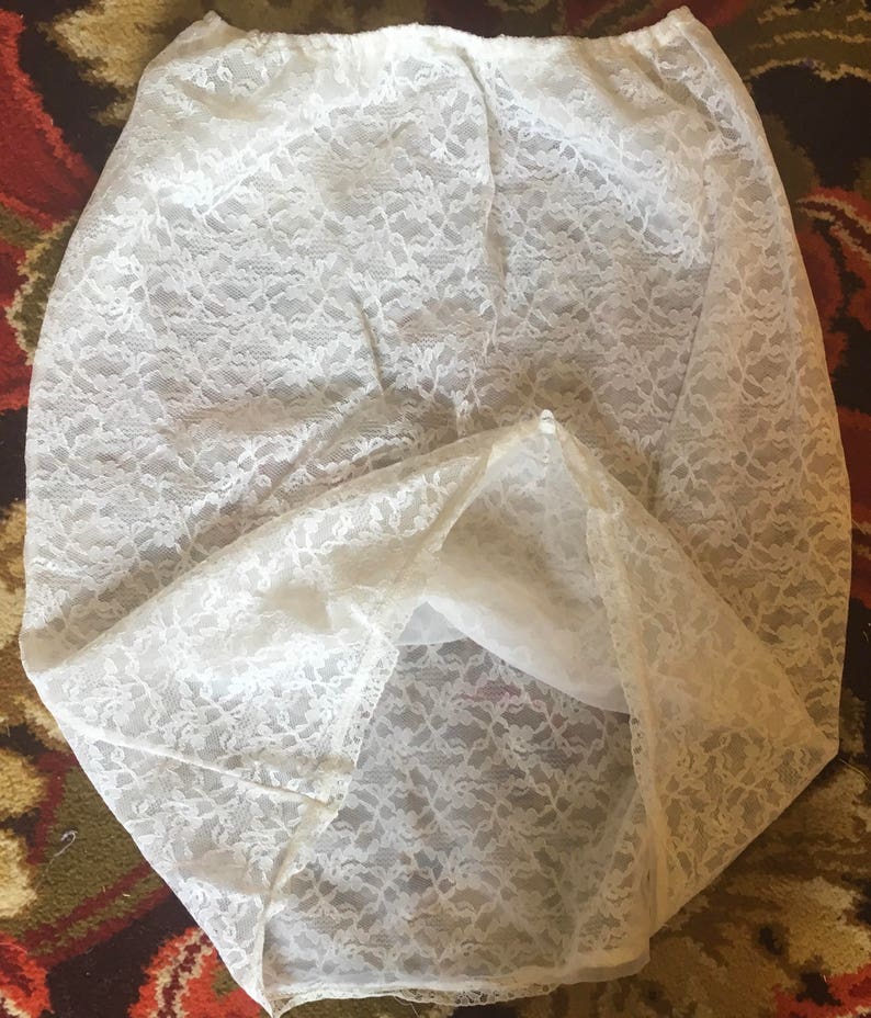 Vintage 60/'s ivory nylon lace half slip by Prova burlesque sissy