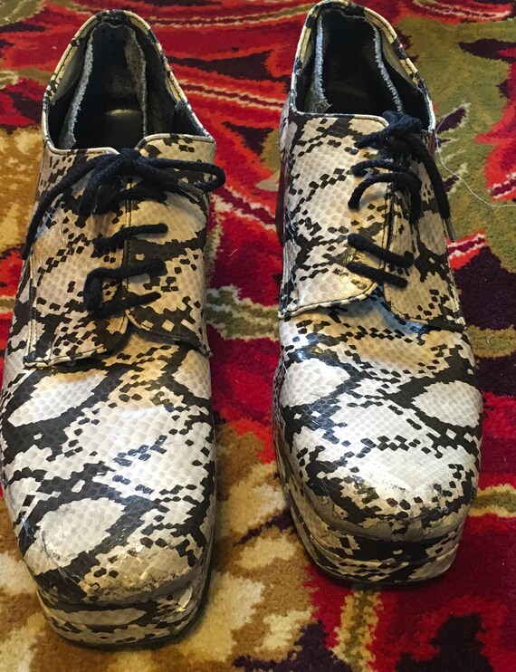 mens snakeskin leather platform shoes glam rock re