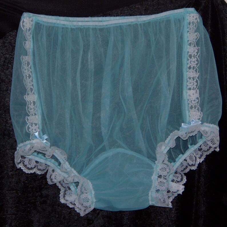 Vintage style transparent sheer nylon and lace briefs sissy Etsy