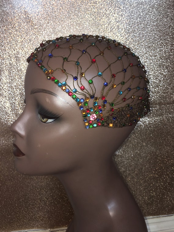 Vintage jewelled Juliet cap Skull cap 20’s Goodwo