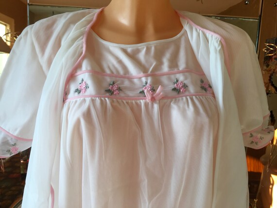 Vintage 60's sheer nylon peignoir set burlesque b