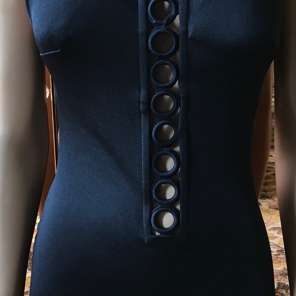 Vintage  moulded cup black peek a boo swimsuit  by creation Paris