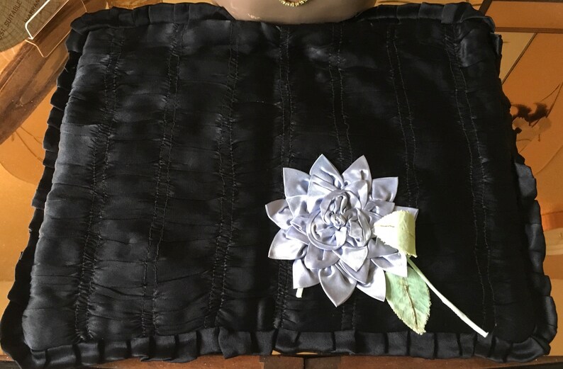 Vintage 20\u2019s 30\u2019s padded nightdress holder black satin blue lining