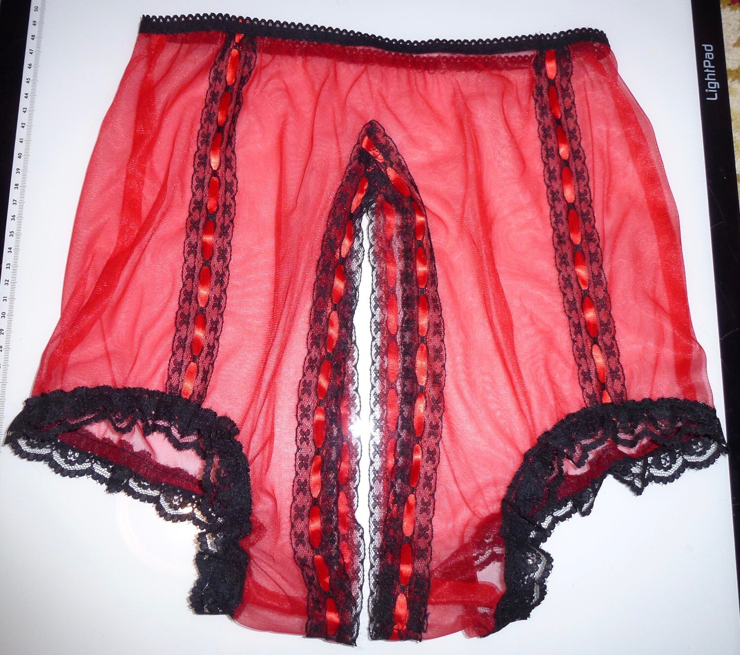 Sheer nylon lace crotchless panties burlesque fetish | Etsy