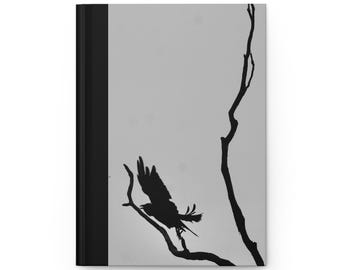 Crow Hardcover Journal, Witchy Raven Diary, Minimalist Notebook