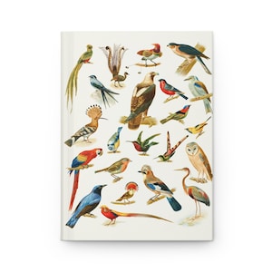 Diario con copertina rigida e motivo vintage con uccelli, quaderno per amanti della natura, regalo per birdwatcher, diario di birdwatching, diario naturalistico, uccelli retrò, pittura a olio