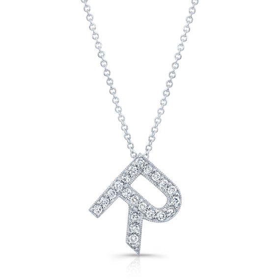 Diamond Initial Pendant in the Letter r 