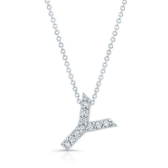 Diamond Initial Pendant in the Letter y 