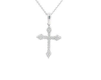 Platinum diamond cross pendant 0.55 ctw