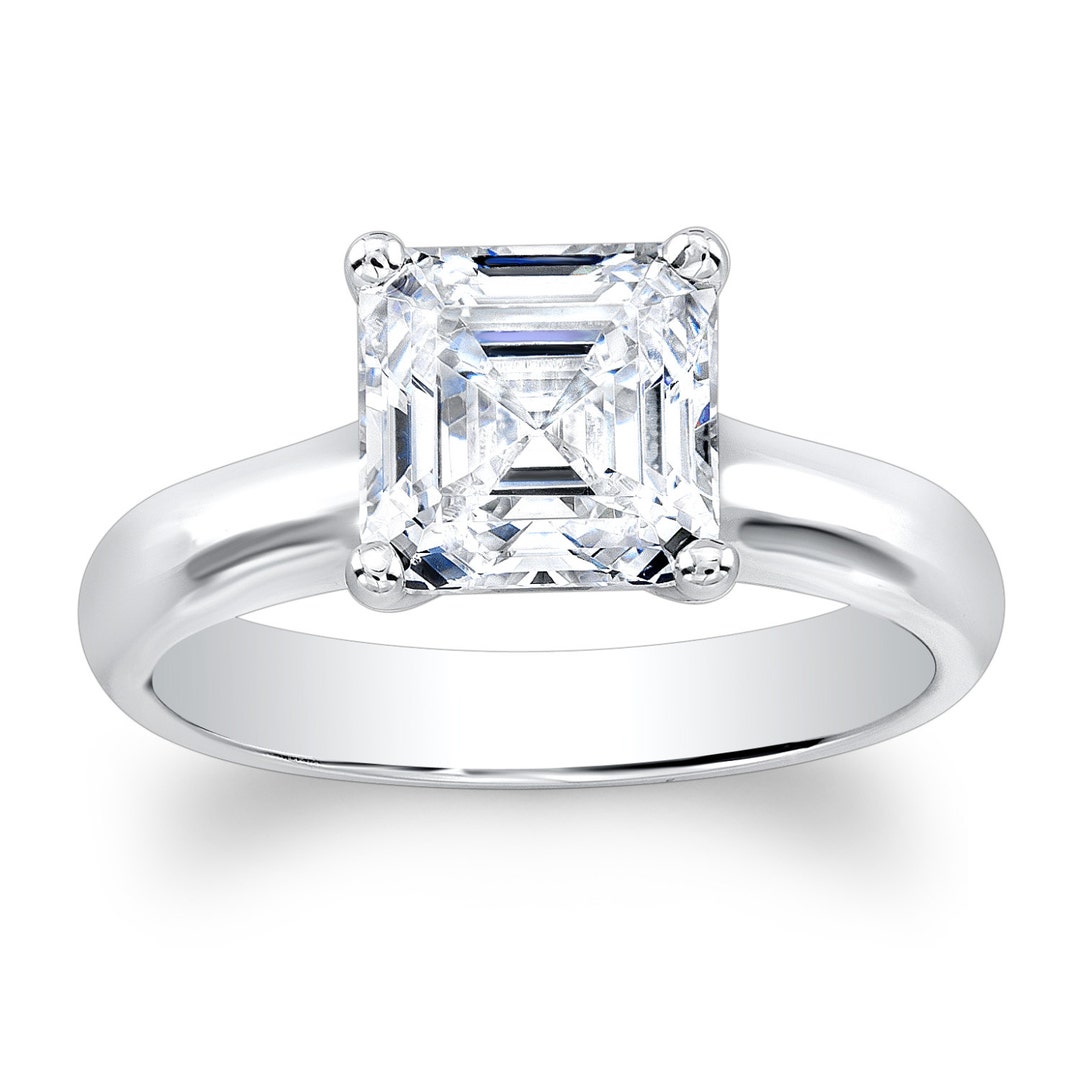 Asscher cut white sapphire ring outlet
