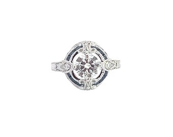 Platinum antique hand made engagement ring 2.60 TCW