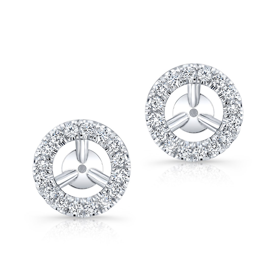 Platinum Round Diamond Earring Jackets 0.33 Ctw G Color VS2 Etsy