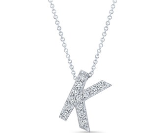 Diamond Initial Pendant in the Letter k 