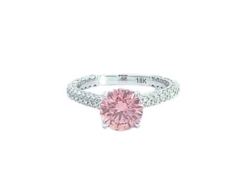 1.52 carat Lab Pink Round diamond engagement ring