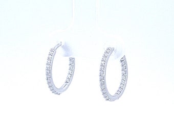 Platinum diamond hoop earrings 0.30 TCW