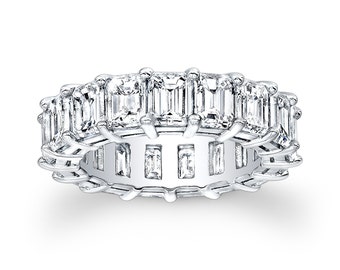 Women's Platinum Emerald Cut diamond eternity wedding band 8 ctw G-VS2 diamond quality