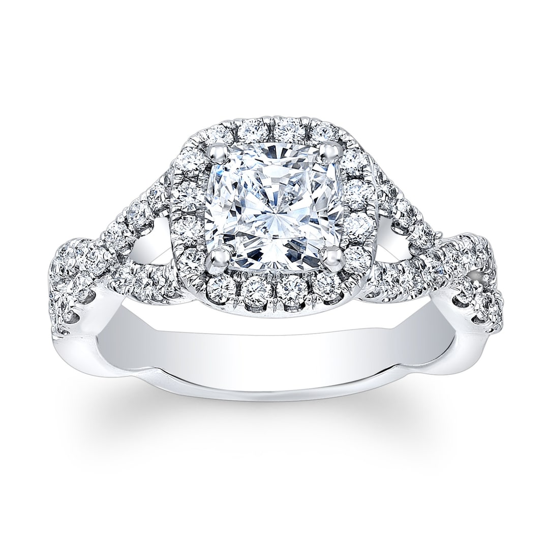 Ladies 18 Karat White Gold Antique Engagement Diamond Halo - Etsy