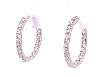 14k yellow gold diamond hoop earrings 0.30 TCW