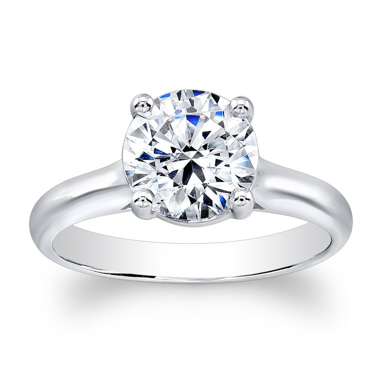 Ladies 18kt Classic Engagement Ring With Natural 2ct Round - Etsy