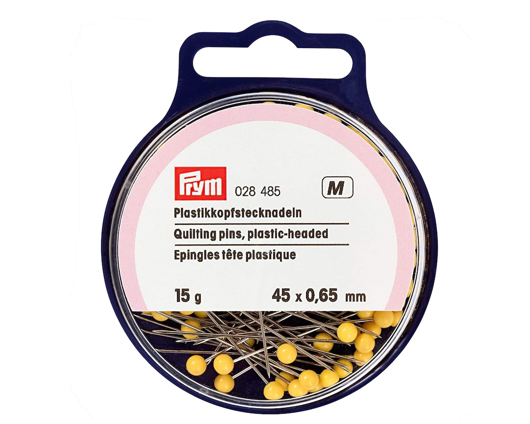 Prym Quilting Pins, Plastic Headed Yellow Pins 45mm Long, 15g