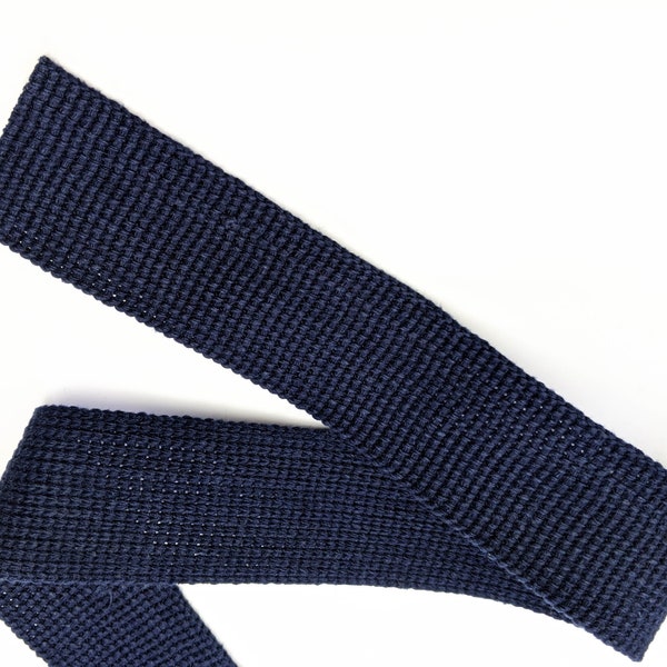 25mm or 40mm Navy Blue Cotton Webbing by the Metre, Bag Strap, 1 inch Wide Cotton Tote Handles, UK Shop, Bag Making Supply, Key Fobs
