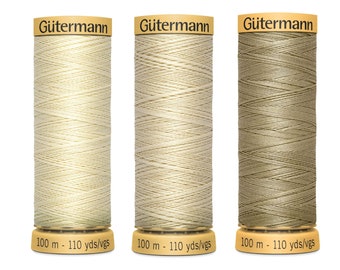 Hilo de coser Gutermann 100% algodón natural, bobinas de 876 yardas Hilo de coser Gutermann 100% algodón natural, bobinas de 876 yardas