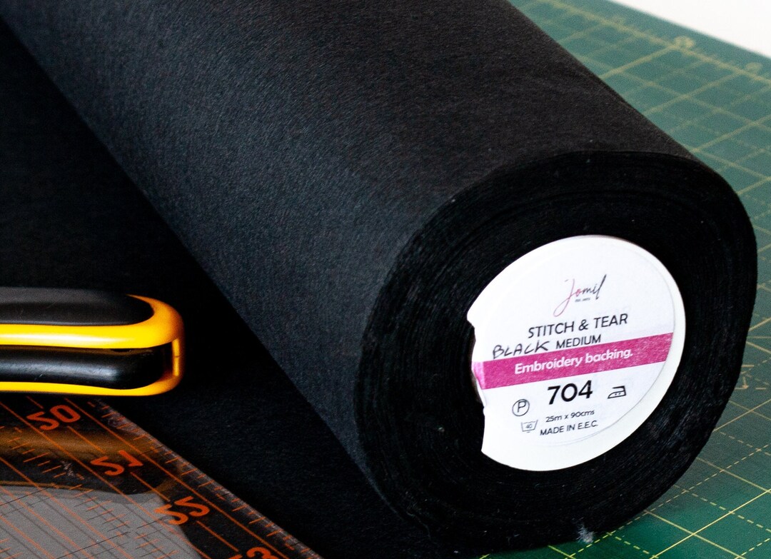 Black Stitch and Tear, Various Lengths, White Embroidery Stabilizer