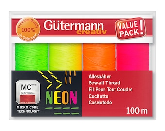 Gütermann Sewing Thread Set NEON with 4 spools Sew-All Thread 100m