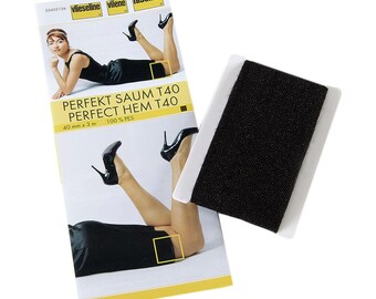 Vlieseline Perfect Hem T40 Charcoal: Fusible/iron on woven hemming tape, 3m X 40mm,  Vilene T40 - create invisible hems easily