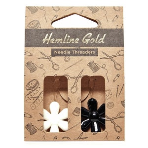 Needle Threader x 2 Flower Hemline Gold, Plastic Free Packaging image 1