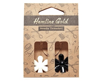 Needle Threader x 2 Flower  Hemline Gold, Plastic Free Packaging