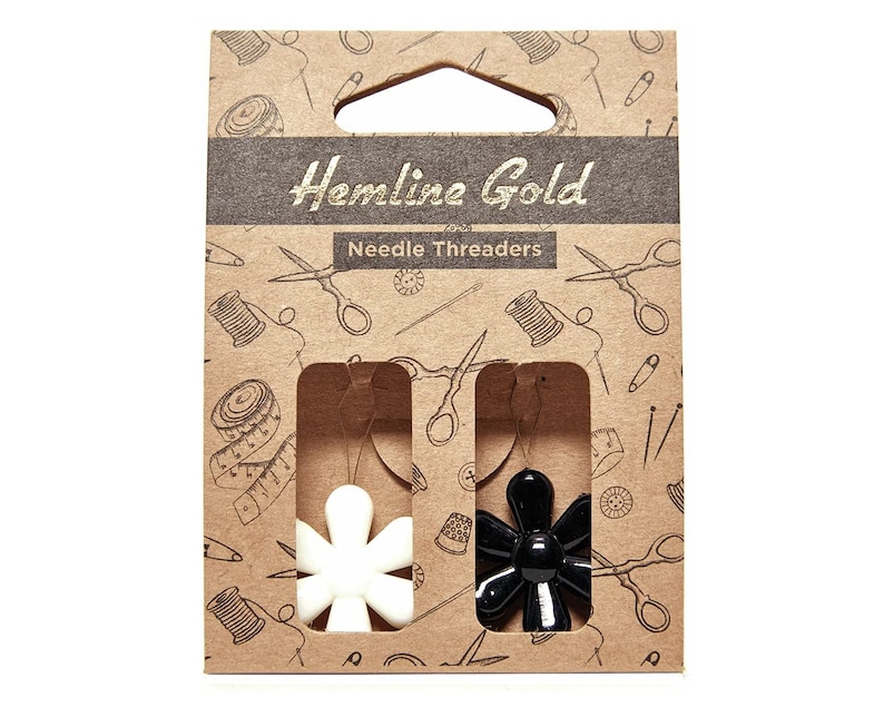 Needle Threader x 2 Flower Hemline Gold, Plastic Free Packaging image 1