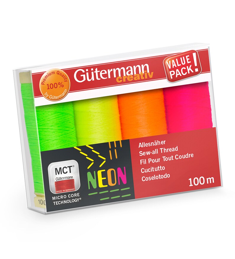 Gütermann Sewing Thread Set NEON with 4 spools Sew-All Thread 100m image 3