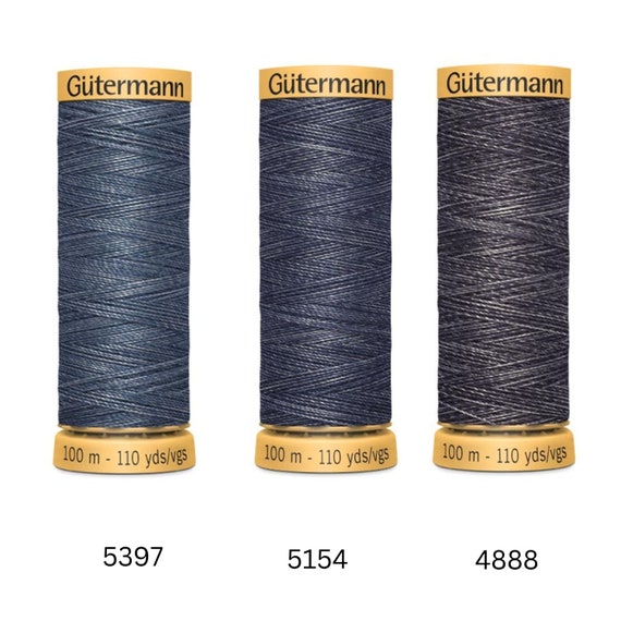 Gutermann Jeans Thread, 100m Reel, Blue Sewing Threads, Cotton and