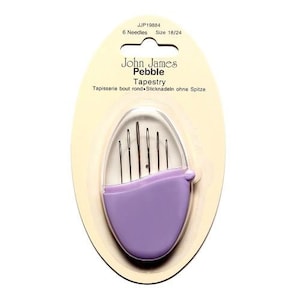 Tapestry/Cross Stitch Needles - Sizes 18-24 - John James Pebble - sewing needles with large threading eyes and blunt points - 6 Needles