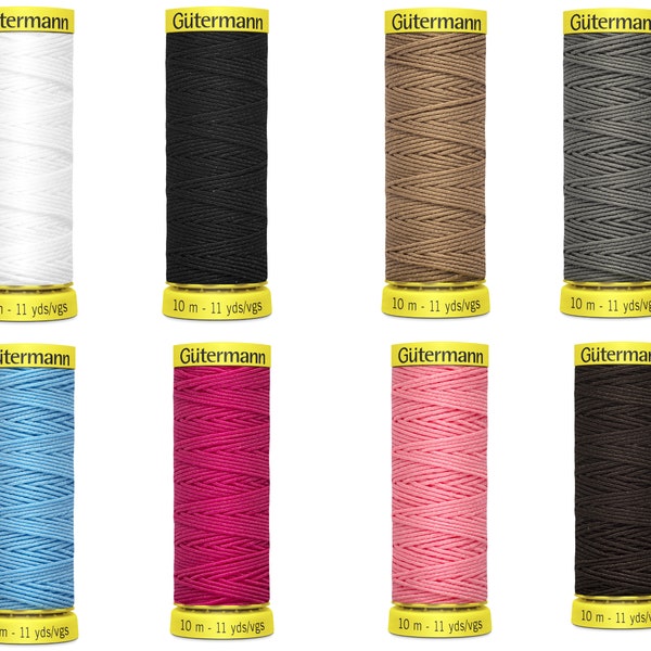 Fil élastique Gutermann, fronces, 10 m, noir blanc, marron, gris, bleu, rose