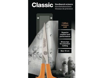 Fiskars Tijeras de costura clásicas, 13 cm, para zurdos o diestros, tijeras pequeñas para coser, puntas afiladas para corte de precisión